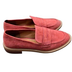 Lisa Vicky Penny Loafers Women 7.5 Coral Suede Preppy Retro  Slip On Flat Shoes